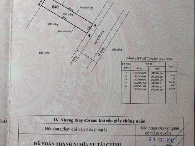 Bán lô đất Trần Thị Do, Q12. -DT: 5x25m -Giá: 4,2 tỷ thương lượng