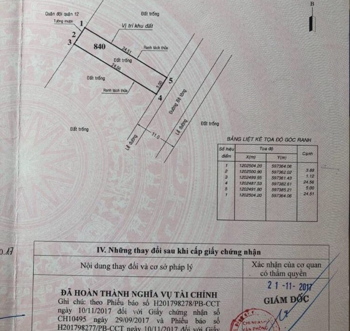 Bán lô đất Trần Thị Do, Q12. -DT: 5x25m -Giá: 4,2 tỷ thương lượng